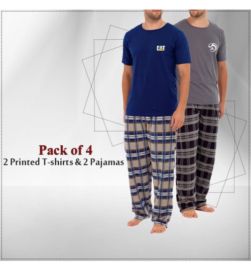 Logo Printed T-Shirts With Printed Pajamas